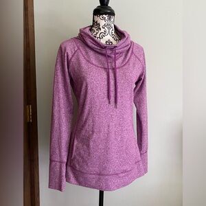 MTA Sport Sweatshirt Cowl Neck Heather Purple Kangaroo Pocket Womens Sz S
